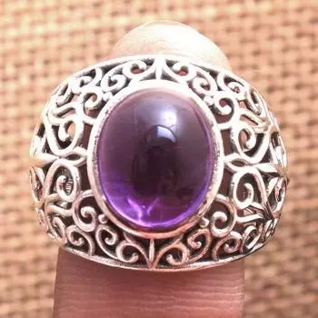 Женское кольцо, Ювелирные изделия с драгоценными камнями, Кольцо ручной работы, Эффектные украшения, Кольцо с аметистом 4 фиолетовый
