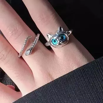 Женское кольцо «Кошка и змея»: Модный, уникальный, темный, высококачественный аксессуар Single snake ring