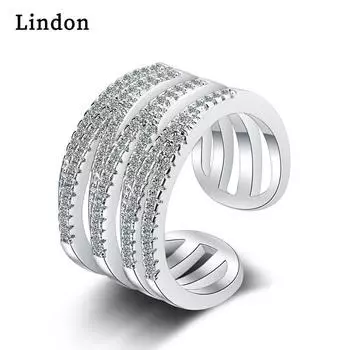 Женское кольцо Lindon с цирконом, ювелирное кольцо для вечеринки серебряный