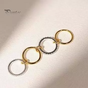 Женское кольцо, многослойное, с гальваническим покрытием, из кубического циркония, многослойное, разные размеры, ювелирные изделия из нержавеющей стали для вечеринки и свидания US 7 золотистый