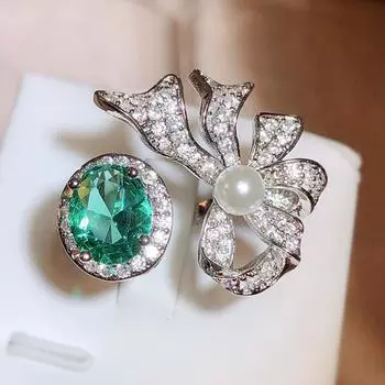 Женское кольцо Модный бант Джинс Джу Кольцо инкрустированное имитация Параиба Кольцо Opening adjustable