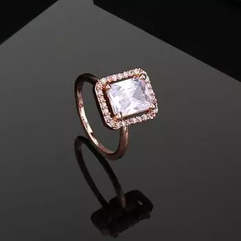 Женское кольцо на палец Estele с блестящим циркониевым покрытием из розового золота (регулируемое)