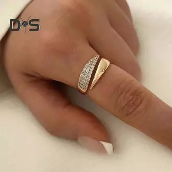 Женское кольцо на палец с регулируемым отверстием, блестящие стразы, стекируемый браслет на палец, полированное обручальное кольцо для вечеринки, ювелирные изделия, аксессуары золотистый