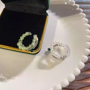 Женское кольцо на палец, ювелирные изделия, кольцо из нефрита Хэтянь, кольцо в китайском стиле, женское открытое кольцо, кольцо с нефритовыми бусинами