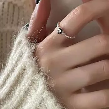 Женское кольцо Нишевый дизайн Простое кольцо в форме сердца с открытым ртом Регулируемые кольца Подарочные аксессуары для подруг 1Pcs