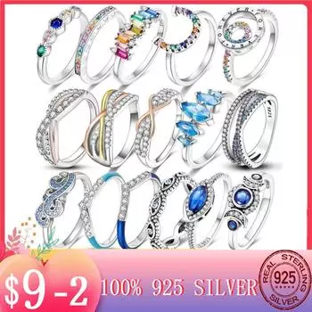 Женское кольцо, новое серебряное кольцо 925 пробы, сверкающие и полированные линии, кольцо на палец для женщин, свадебное помолвочное ювелирное украшение, подарок Анель 6