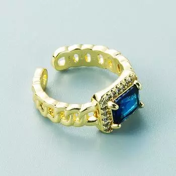 Женское кольцо обручальное золотое ретро регулируемое латунное кастетное винтажное синее кристальное женское кольцо тренд персонализированный подарок новый Resizable синий