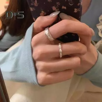 Женское кольцо-открытие, регулируемый размер, серебряный цвет, полированный сплав, текстурированное повседневное кольцо на палец, женские украшения для клуба, вечеринки, фестиваля A