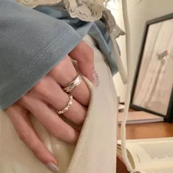 Женское кольцо-открытие, регулируемый размер, серебряный цвет, полированный сплав, текстурированное повседневное кольцо на палец, женские украшения для клуба, вечеринки, фестиваля A