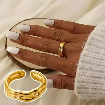 Женское кольцо, открытое регулируемое нерегулярное гальваническое кольцо из нержавеющей стали, подарок на день рождения, хип-хоп, панк, коммутирующий сустав золотистый