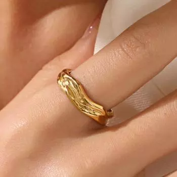 Женское кольцо, открытое, регулируемое, нерегулярное, с гальваническим покрытием, из нержавеющей стали, подарок на день рождения, хип-хоп, панк, на работу, безымянное кольцо на палец, ювелирное изделие золотистый