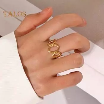 Женское кольцо, открытое, регулируемое, золотого цвета, с линией сердца, в форме креста, в форме листа, полированное в стиле хип-хоп, кольцо на палец Paty Club, женские ювелирные изделия F