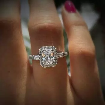 Женское кольцо принцессы серебряного цвета в форме сердца со стрелкой и квадратным обещанием обручальное кольцо ювелирные изделия 6