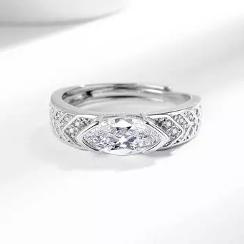 Женское кольцо регулируемый размер открытие обручальное кольцо кубический цирконий инкрустация помолвка ювелирные изделия палец кольцо серебряный