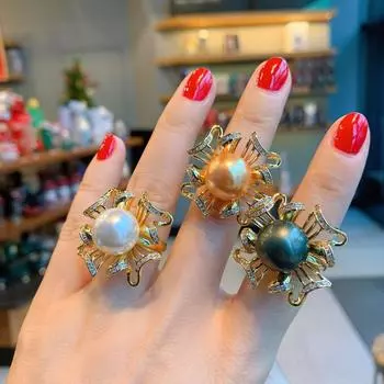 Женское кольцо с австралийским жемчугом Fritillary, модное, регулируемое кольцо на руку Opening adjustable