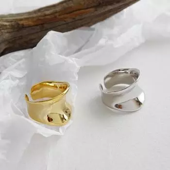 Женское кольцо с блестящей вогнутой поверхностью в стиле панк, хип-хоп, полированное геометрическое открытое регулируемое женское кольцо на палец, модное ювелирное изделие, подарок платиновый