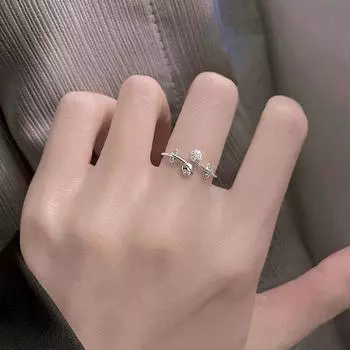 Женское кольцо с блестящими стразами, инкрустированное сверкающим регулируемым отверстием, декоративный подарок, женский элегантный тюльпан