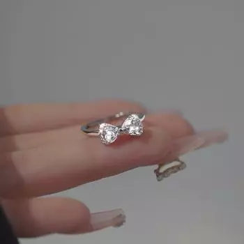 Женское кольцо с блестящими стразами, открытый привлекательный универсальный свадебный подарок, милый женский галстук-бабочка на палец