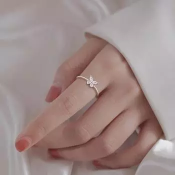 Женское кольцо с блестящими стразами, привлекательное универсальное открытое регулируемое ювелирное изделие, подарок, антивыцветающее женское кольцо-бабочка на палец