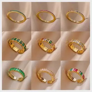 «Женское кольцо с цирконием, покрытое золотом 18 карат — модный европейский и американский дизайн, идеально подходит для пар».