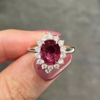 Женское кольцо с цирконием, позолоченное красными и синими бриллиантами, женские украшения, классические украшения No. 8