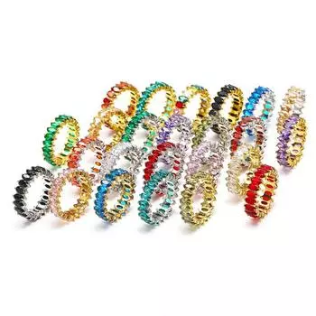 Женское кольцо с цирконием, роскошное золото 18 карат, ювелирные аксессуары для свадебной вечеринки, красочное модное кольцо с бриллиантами, многослойное кольцо на палец