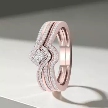 Женское кольцо с инкрустацией из искусственного кристалла, геометрическое кольцо, элегантное украшение, блестящий затяжной кубический цирконий US 6 золотистый