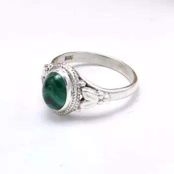 Женское кольцо с камнем Handamde из стерлингового серебра 925 пробы с малахитом 4 зелёный