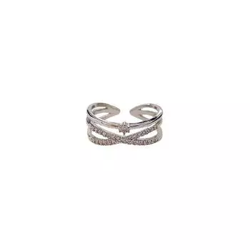 Женское кольцо с крестом и бриллиантами, с регулируемым отверстием One Size