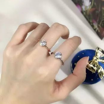 Женское кольцо с круглым цирконием, ювелирные изделия, сверкающее гладкое кольцо на палец с гладкой поверхностью US 7 белый