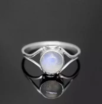 Женское кольцо с круглым лунным камнем и драгоценными камнями из стерлингового серебра 925 пробы, ювелирные изделия в подарочной упаковке Sunrise International 5 белый