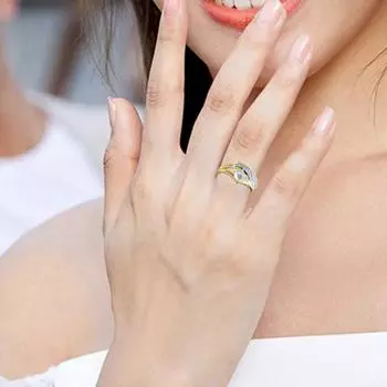 Женское кольцо с кубическим цирконием, инкрустированное круглым обручальным кольцом в форме крыла US 6 серебряный