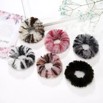 Женское кольцо с леопардовым принтом из искусственного меха, пушистое кольцо для волос, веревка, галстук, пушистые резинки для волос, эластичные 1