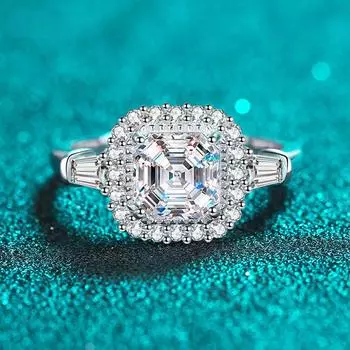 Женское кольцо с муассанитом 2 карата с покрытием 18 карат, роскошное свадебное обручальное кольцо из стерлингового серебра S925, обручальные кольца GRA 5.5