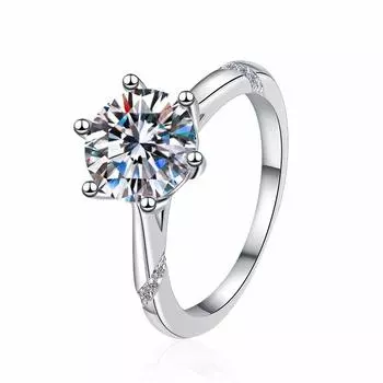 Женское кольцо с муассанитом цвета D, серебро S925, модель с шестью когтями, 50 точек, 1/2/3 карата, обручальное кольцо, обручальное кольцо, подарок для подруги Opening is adjustable