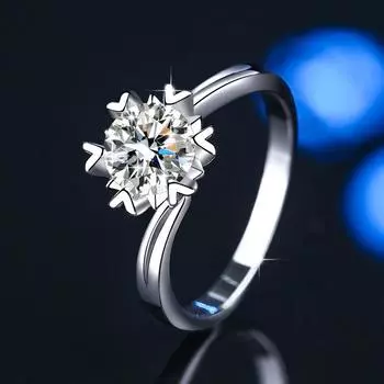 Женское кольцо с муассанитом цвета D, кольцо из стерлингового серебра S925, инкрустированное бриллиантом 1/2 карата, обручальное кольцо с шестью когтями, обручальное кольцо, подарок для подруги 9