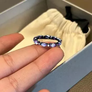 Женское кольцо с овальными стразами в стиле ретро, роскошное полированное гальваническое кольцо из нержавеющей меди, подарок на день рождения US 13 фиолетовый