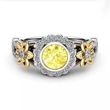 Женское кольцо с подсолнухом Двухцветные ювелирные изделия с подсолнухами No. 5