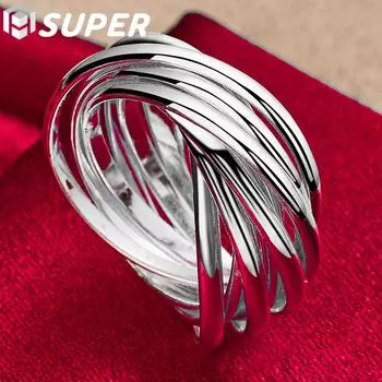 Женское кольцо с пятью кольцами из стерлингового серебра 925 пробы 7#