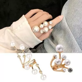 Женское кольцо с преувеличенными стразами, регулируемое полированное легкое гальваническое кольцо для выпускного вечера и указательного пальца