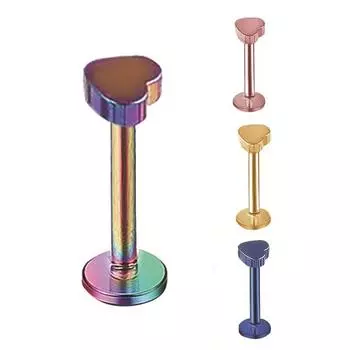 Женское кольцо с резьбой в форме сердца для губ, подбородка, барное кольцо для уха, пирсинг, ювелирные изделия разноцветный