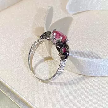 Женское кольцо с рубином из 100% стерлингового серебра 925 пробы, модное красное рубиновое серебро 925 пробы, обручальные кольца с драгоценными камнями, коробка для колец, женская коробка 6 красный