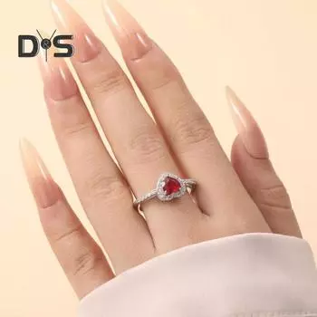 Женское кольцо с сердечком из кубического циркония, полированное сплавное обручальное кольцо, подарок на годовщину Дня святого Валентина, женское ювелирное украшение на палец US 5 серебряный