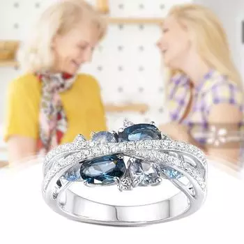 Женское кольцо с синим цирконием, обручальное кольцо для невесты, подарок на годовщину, размер 5-10 E