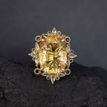 Женское кольцо с топазом, креативное цветное сокровище, винтажное ювелирное изделие из ледяного цветка, женское кольцо с большим каратным цирконом No. 6