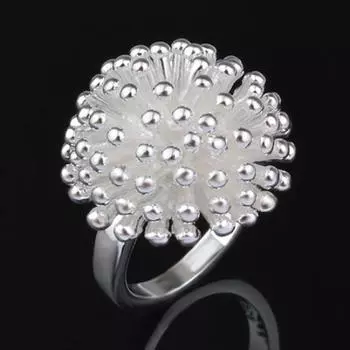 Женское кольцо с узором фейерверк, свадебное украшение, подарок 6* серебряный