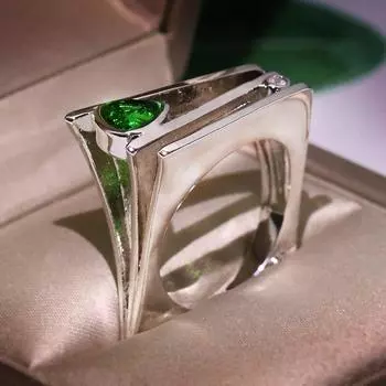Женское кольцо с зеленым цирконием в стиле панк, серебряное кольцо с кристаллами, ювелирные изделия, обещание, свадебные обручальные кольца для женщин, подарок на вечеринку 6 зелёный