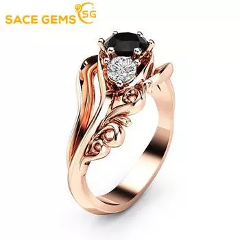 Женское кольцо SACE GEMS из меди и темперамента с блестящими камнями из розового золота 6