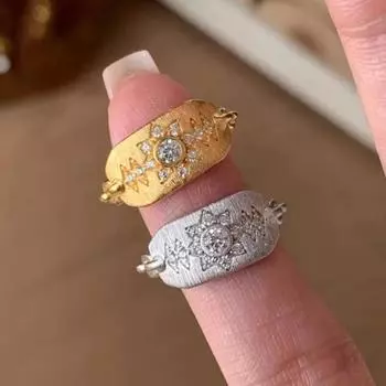 Женское кольцо со стразами в стиле ретро из гальванического сплава с регулируемой окружностью в виде ангела золотистый