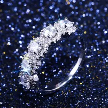 Женское кольцо со сверкающим камнем, букет цветов, серебряный цвет/цвет розового золота, свадебная вечеринка, модное романтическое свадебное кольцо, ювелирные изделия 6